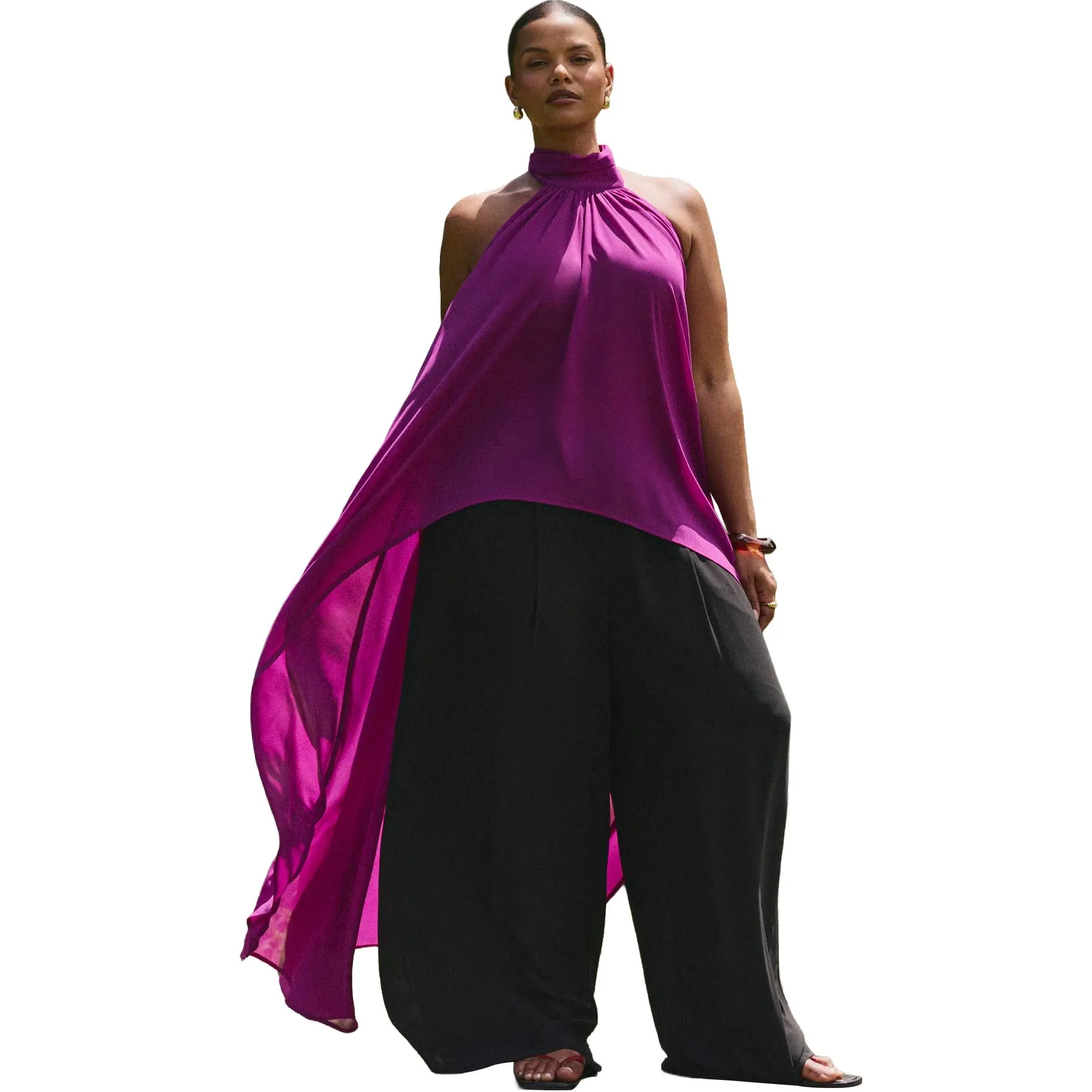 ELOQUII Women's Plus Size High-Low Halter Top