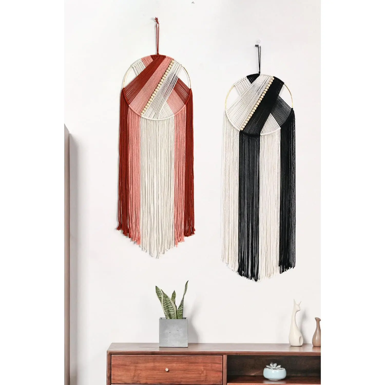 Contrast Macrame Hoop Wall Hanging