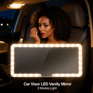 Car Visor LED Vanity Mirror, Smart Rechargeable Car Makeup Mirror with LED Touch Screen, Adjustable Sunshade Vanity Mirror for Auto Interior