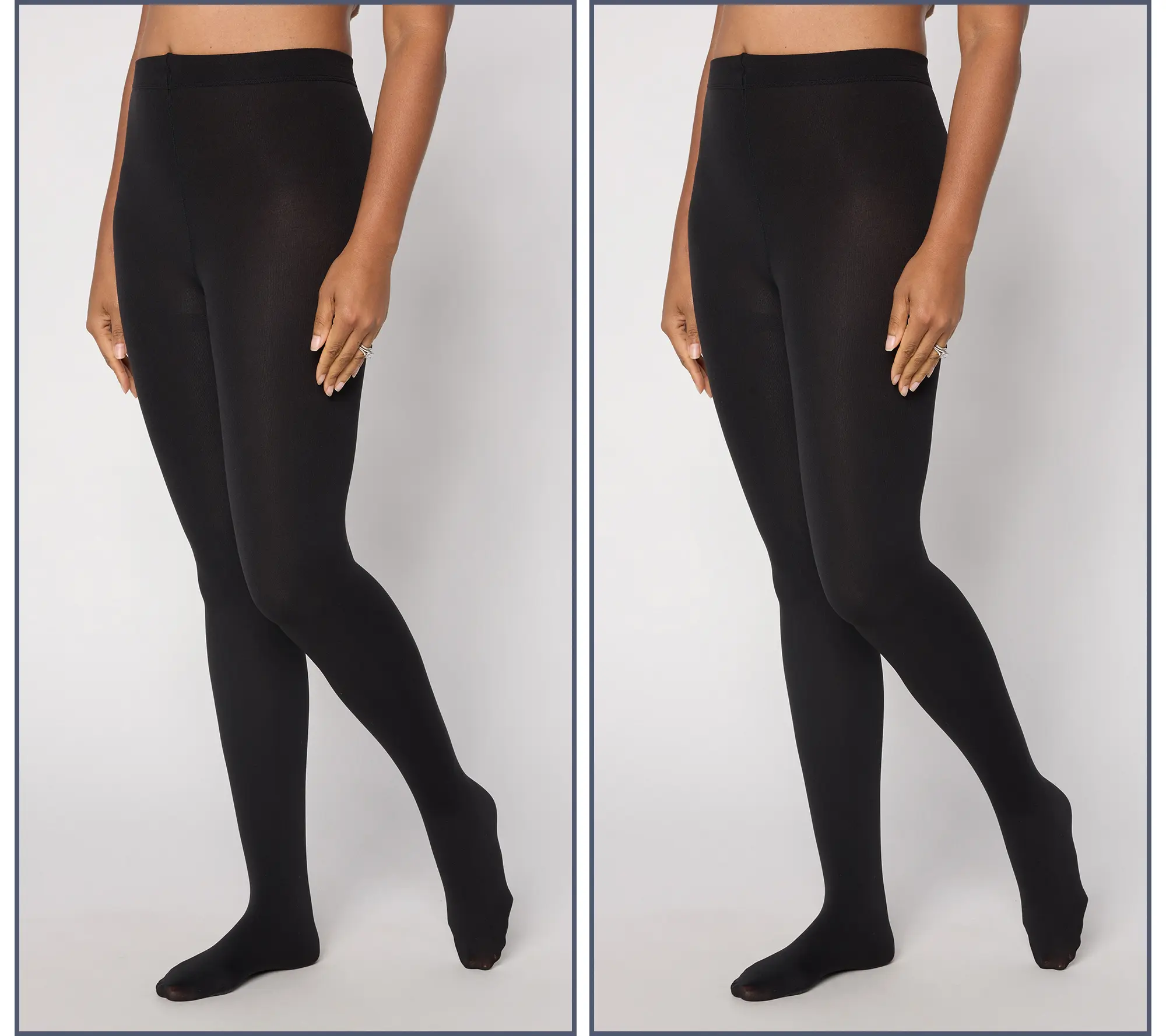 MUK LUKS Set of 2 High Waisted Fleece-Lined Tights