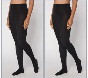 MUK LUKS Set of 2 High Waisted Fleece-Lined Tights