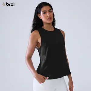 BRXL Workout Cropped High Neck Tank Tops for Women Athletic Racerback Sleeveless Quick Dry Gym Running Shirt Loose Fit