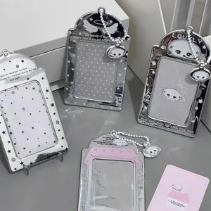 1-4PCS Ins Photocard Holder 3in Binder Photocards Kpop Photo Album Hanging Keychain for Bag ID Card Sleeve Photo Display Stand