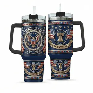 America 250th Anniversary 40oz Tumbler with Handle, 1776–2026 Patriotic Eagle Insulated Cup, Liberty Unity Freedom Drinkware, USA Sestercentennial Stainless Steel Mug, Hot Cold Travel Cup, 4th of July Gift, TikTok Trend Tumbler