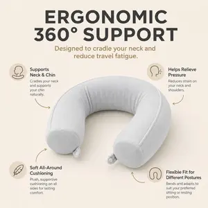 All-SeasonsA Must-Have Travel Accessory  Neck, Chin, and Lumbar Support. Adjustable Bendable Roll Pillow for Sleeping on Planes, Travel Pillow, Travel Accessory, Bedside Pillow, In-Flight Sleep Aid(Suitable for 100+ People, Model DM132).