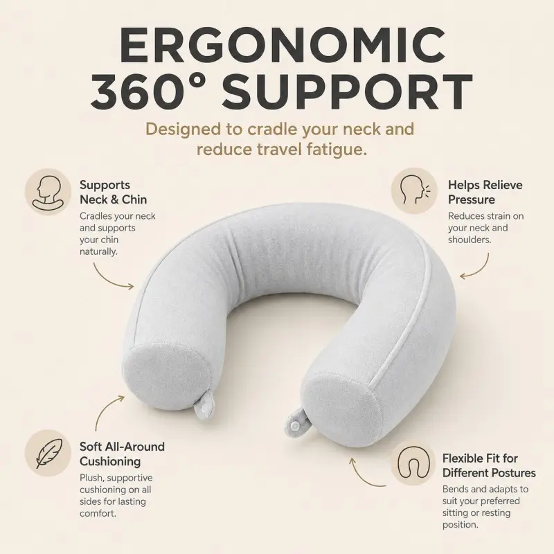 All-SeasonsA Must-Have Travel Accessory  Neck, Chin, and Lumbar Support. Adjustable Bendable Roll Pillow for Sleeping on Planes, Travel Pillow, Travel Accessory, Bedside Pillow, In-Flight Sleep Aid(Suitable for 100+ People, Model DM132).