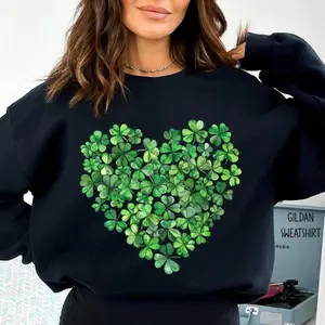 St. Patrick's Day Sweatshirt, Shamrock Heart Sweatshirt, Saint Patrick Shirts for Women, Lucky Shamrock Sweatshirt