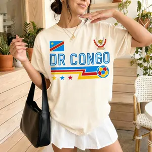 DR Congo Soccer 2026 Shirt, Democratic Republic of Congo Soccer Tee, Congolese Flag T-shirt, Retro Africa Sportswear