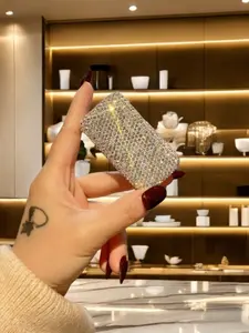 Elegant Diamond-Studded Medicine Box, Portable Mini Travel Organizer, Early Mid Late Compartment Storage, High-Aesthetic Carry-On Essential