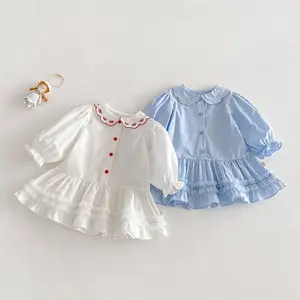 Girls' Western Style Shirt Skirt 2026 New Baby Korean Version Embroidered Doll Collar Dress Children's Skirt