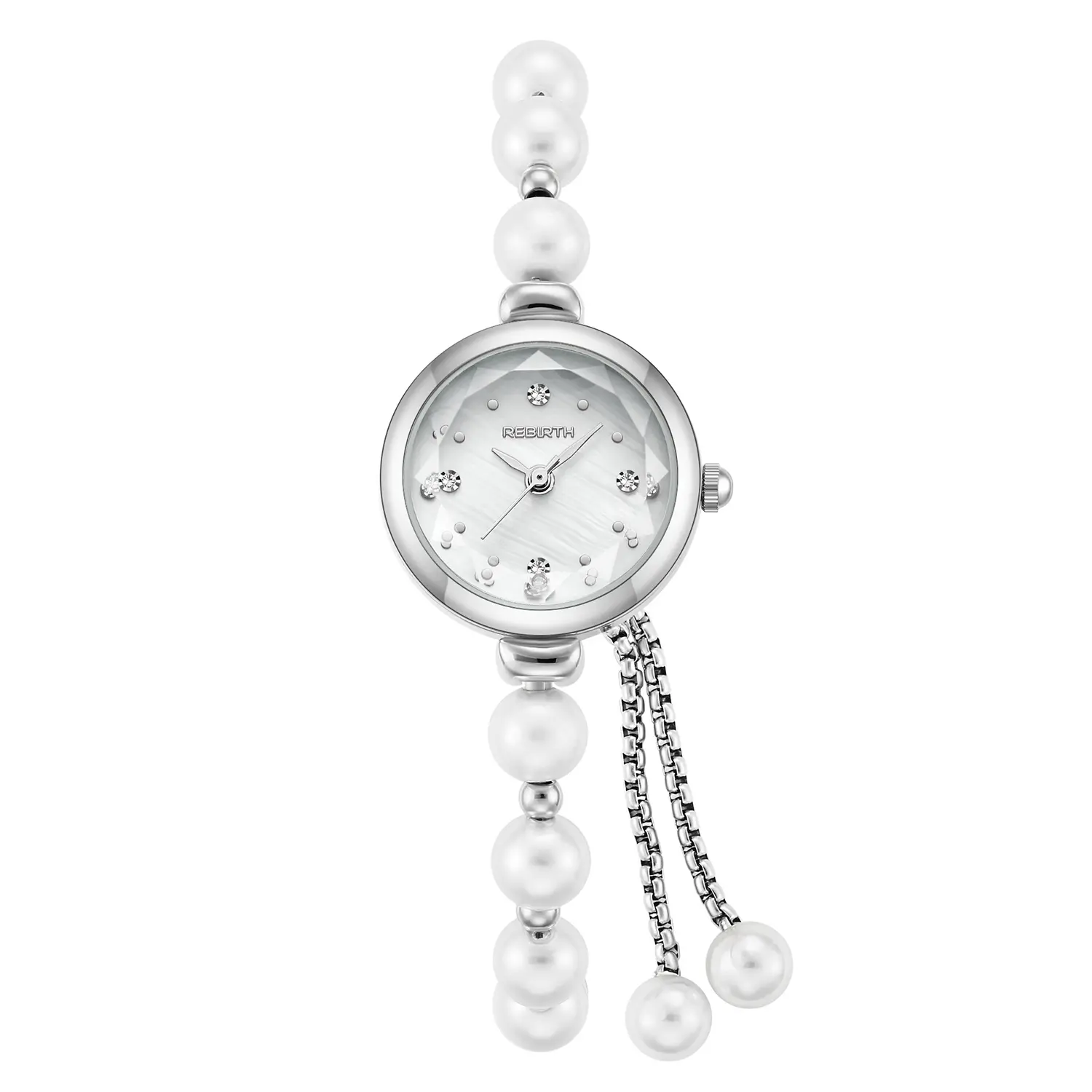 Women's Classic Pearl Strap Watch, Silver-Tone Round Dial with Japanese Quartz Movement and 30m Water Resistance, Classic Watch, Watches For Women