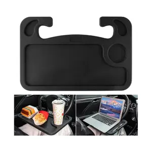 Car Steering Wheel Desk for Laptop,Multipurpose Travel Car Accessories, Car Seat Stand Trays for Eating, Steering Wheel Under Table Console(Black)