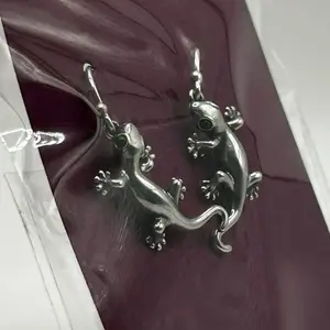 Soms lizard earrings 925 sterling silver fish hooks backs
