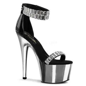 7 Inch Heel ADORE-769RS Black Silver Chrome