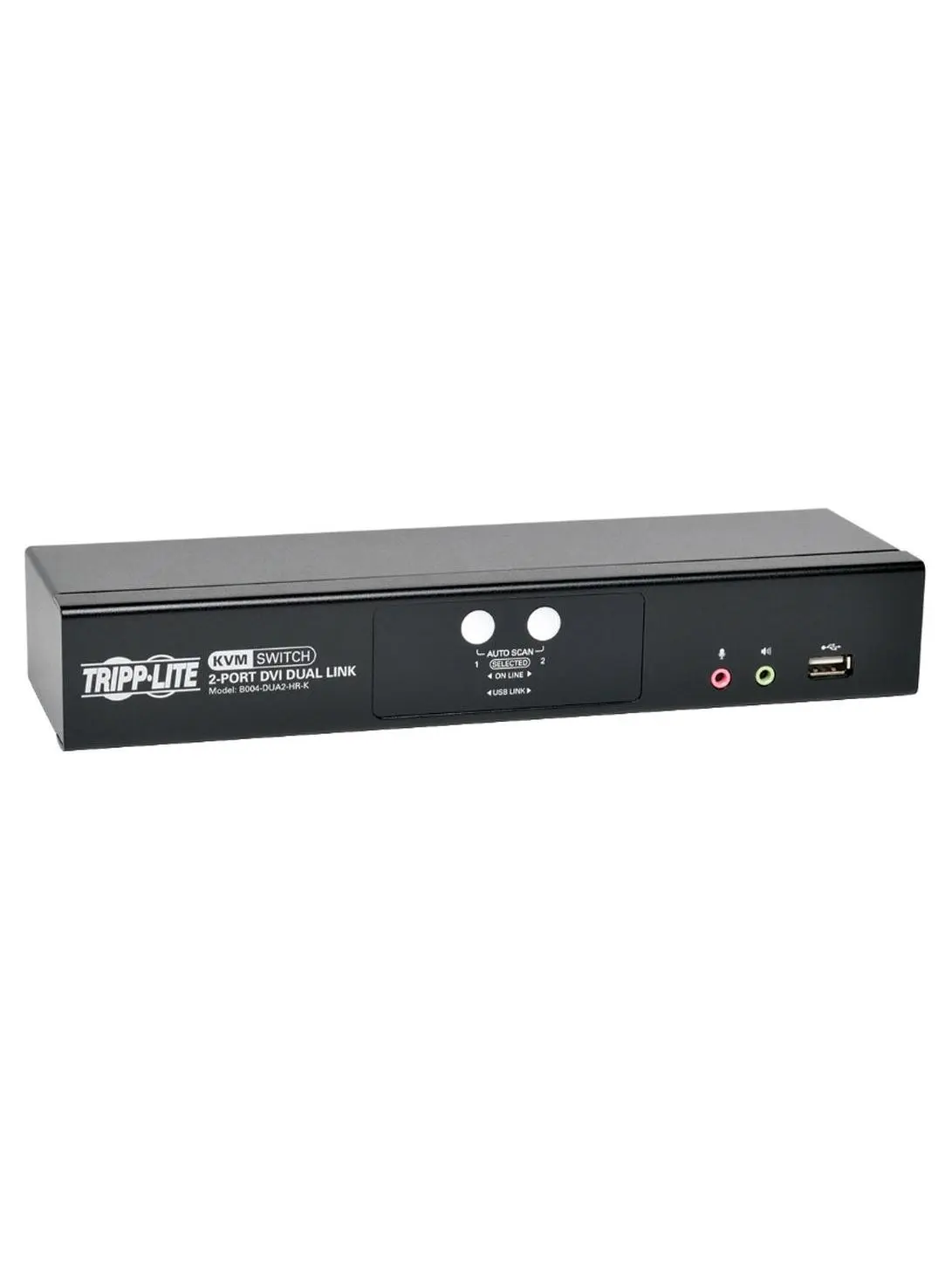 Tripp Lite TRL-B004-DUA2HRK 2-Port DVI Dual-Link & USB KVM Switch - with Audio, Cables, External Power Supply with NEMA 1-15P Plug, Supports Analog & Digital Video for Multilingual Computers, Supports Analog And Digital Video, 1 Year, 100-240V, 50/60Hz, 0