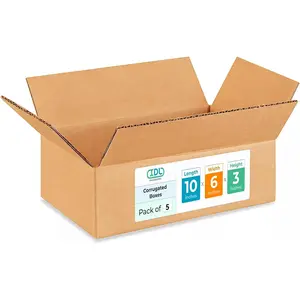 Medium Moving & Shipping Boxes 10 x 6 x 3 inches (10-Pack) - Extra Strength 200 lb vs Regular - Corrugated Cardboard Boxes for USPS/UPS/FEDEX - Packaging Box - Shipping Box by IDL Packaging