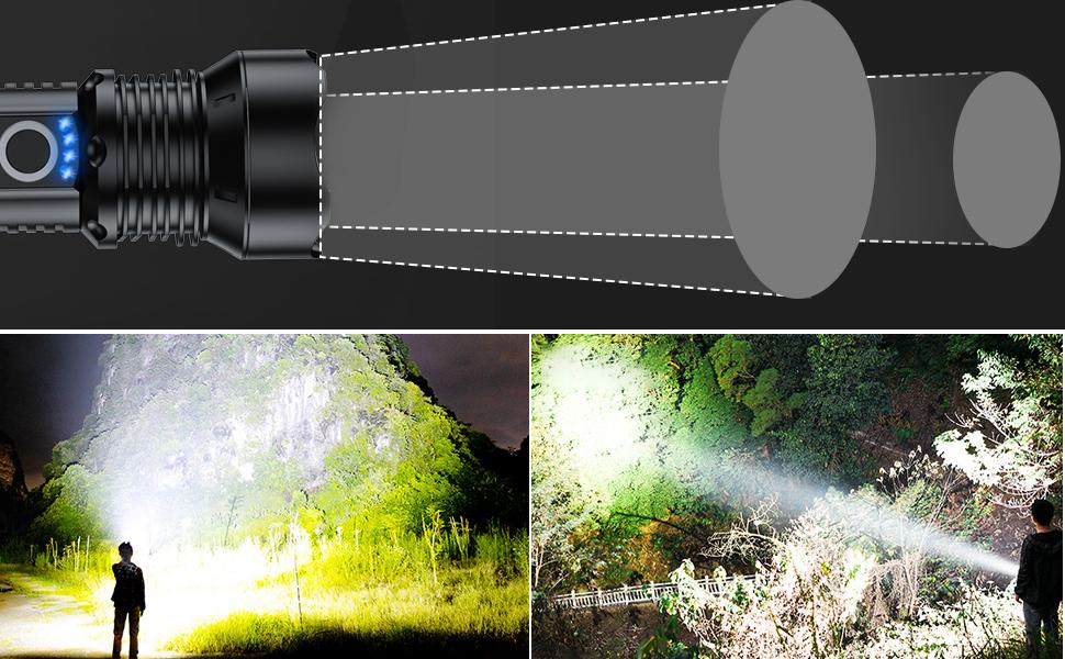 Rechargeable Flashlights 90000 High Lumens - 2 Pack, Super Bright 12 Hours Long Life LED Flashlight with 5 Modes, High Powered Flash Light for Home, Outdoor