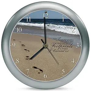 Inspirational Hymn Sound Wall Clock 8 Inch Silver Musical Clock with 3 Christian Songs Smart Light Sensor Battery Operated Faith Home Decor