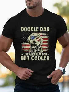 100% Cotton Unisex Vintage USA Flag Goldendoodle Doodle Dad Fathers Day Men T-Shirt