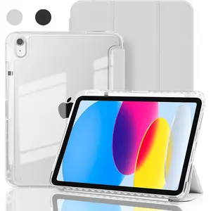 Case for iPad A16 11th Generation 11 Inch 2025, iPad 10th Generation 10.9 Inch 2022, Hybrid Protective Cover with Pencil Holder, Clear Transparent Back Shell Anti-Yellowing Case