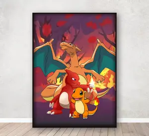 Charmander Charmeleon Charizard Legendary Knowledge Poster, Anime-Inspired Wall Decor, GO & TCG Fan Art Print, Gamer Gift Idea, Unframed Wall Art, Home Decor