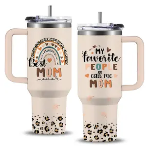Mom Tumbler Gifts, Grandma Tumbler 40oz with Handle for Moms Nana, Stainless Steel Tumblers Coffee Mug, Best Mother's Day Gifts for Mom and Grandmother, Birthday Christmas Gift from Daughter and Son