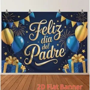 Summervibes 1PC Polyester 2D Flat Custom Backdrop - Father's Day "Feliz Dia Del Padre" Themed Decor, Party Atmosphere Tapestry, Photo Background Wall Hanging for Birthday Party Scene Decoration,summervibes