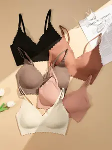 Women's No Underwire Bras Set, Seamless Comfortable Skin-Friendly Lining, Fitted Max Support, Casual All Seasons Bra Pack