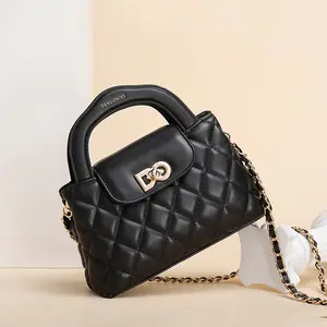 DENLUOMISS Spring Summer New Fashion Women's Quilted Handbag With Gold Hardware & Chain Strap Perfect Gift For Girlfriend Versatile Single Shoulder Crossbody Bag for Daily & Party Use