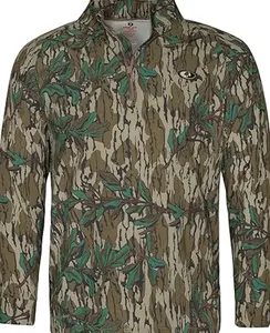 Mossy Oak Men's Hunting Shirts Lightweight Camo Tibbee Tech Stretch Quarter Zip 3 V22