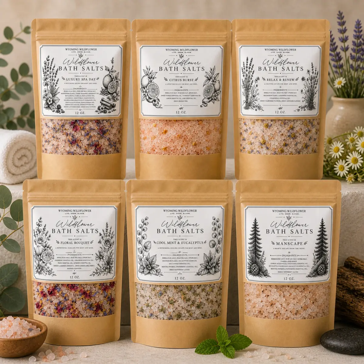 Bath Salts by Wyoming Wildflower- Escape, Relax & Breathe- 6 scents to choose from