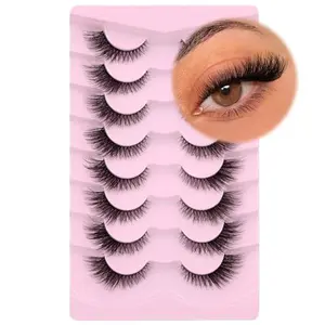 Fox Eye Lashes Wispy Eyelashes Natural Look Clear Band Lashes Fluffy Faux Mink Lashes Strip Natural False Lashes Pack by GVEFETIEE 8 Pairs