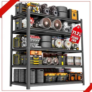 Heavy-Duty Industrial 5-Tier Shelving Unit - Adjustable Metal Garage Storage Rack, Supports Up to 2500 lbs, Quick Assembly, Ideal for Basements and Workshops, Multi-Purpose Shelving