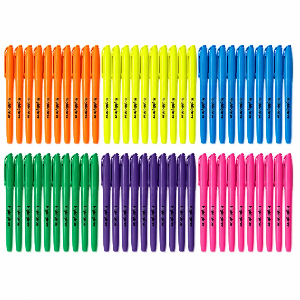 Taja 60-Pack Assorted 6-Color Chisel Tip Highlighters, Smooth Quick-Drying Ink, Broad & Precise Lines for Notes, Ideal for School & Office Stationery Supplies