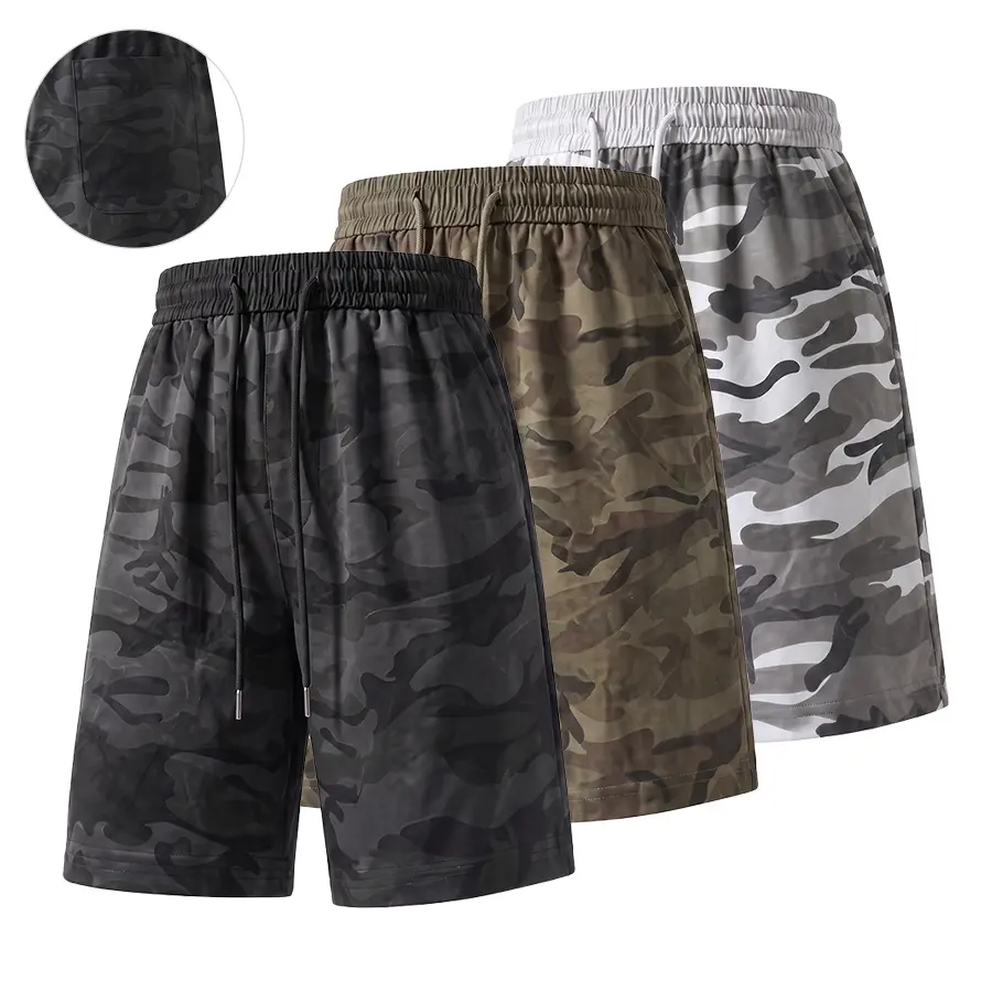 Trendy camouflage knee-length casual shorts!Lightweight jacquard fabric that is breathable and cool, featuring a drawstring elastic waistband that fits various body types. A loose fit enhances leg shape, resists wear and pilling, and makes it easy for eve