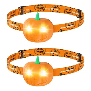 #SpringGlowUp EverBrite Halloween Pumpkin Headlamp for Kids Halloween Gifts for Children,2 Modes LED Head Lamp, Adjustable Headband Halloween Party Favors for Kids, Orange Spot & Strobe Lights 2 Pack