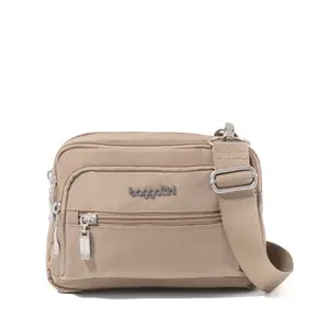 baggallini Triple Zip Crossbody Bag with Wide Strap