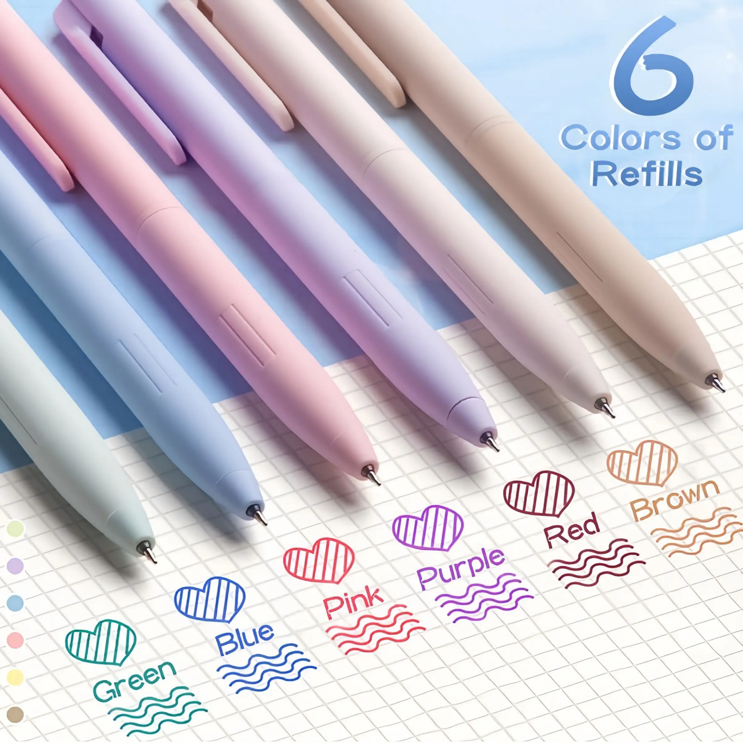 6/18pcs Pastel Gel Pens, Morandi Color Ink Pens, Cute Retractable Design, Retractable Feature, Handwriting Control, 0.5mm Fine Tip Quick Dry, Fine Point Precision, Aesthetic Appeal Nurse School Writing Stationery Office Supplies