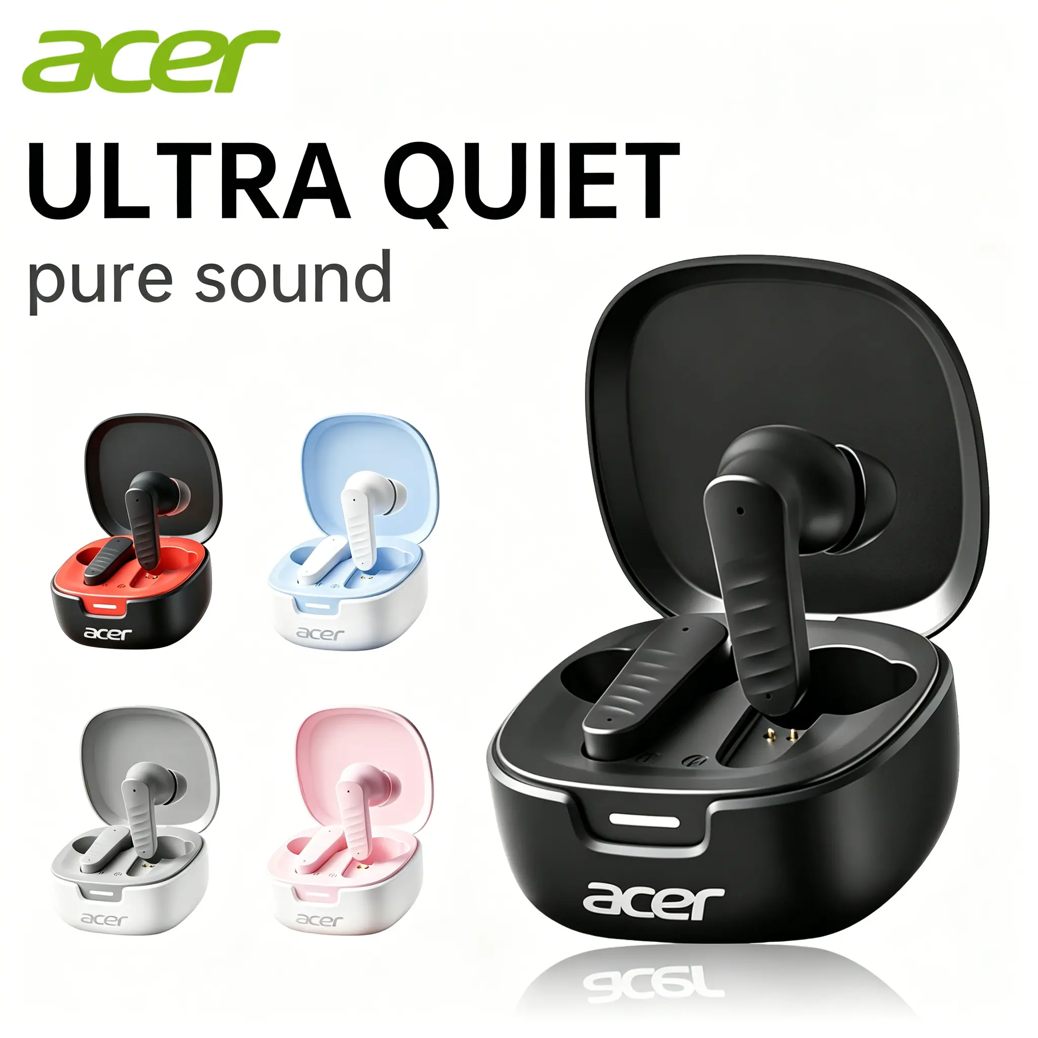 acer Premium Wireless Earbuds, Spatial Audio with Surround Sound, Long Battery Life, Smart Call Noise Cancellation, Low Latency for Gaming/TV, Type-C Fast Charging, earbuds wireless headphones bluetooth audifonos bluetooth   Sync Game Headset Headphone