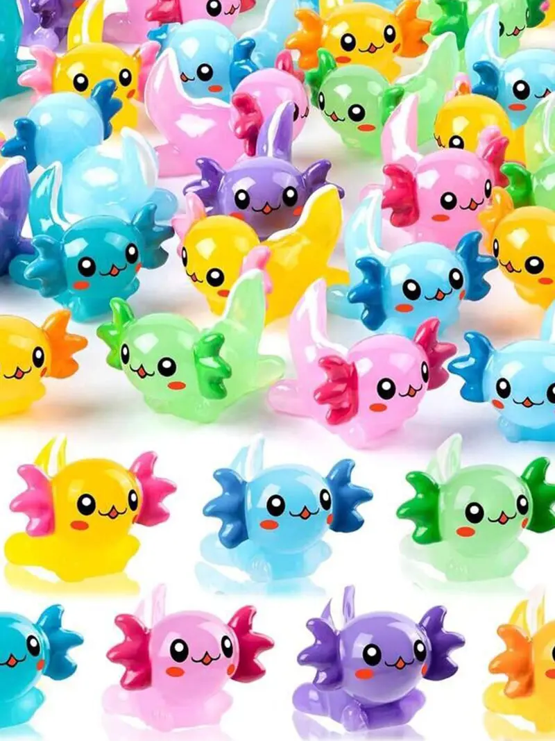 20pcs Mini Resin Axolotl, Random Color, Small Resin Figures, Cute Cartoon Figurine, Hiding Plastic Animal Shapes, For Micro Landscape, Aquarium, Planter, DIY Miniature House Decor，Christmas Halloween Decoration