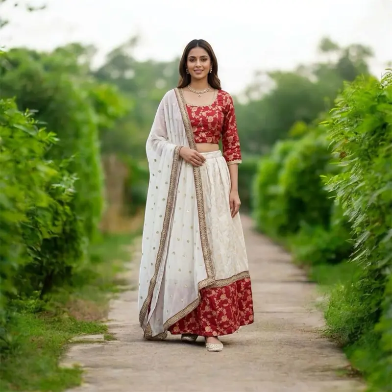 Jacquard Silk Lehnga, Lightweight, Affordable for Weddings, Festivals