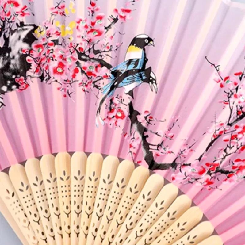 1 Count Chinese Style Folding Fan Elegant Cultural Decorative Handheld Fan For Wedding Party Home Decoration Ideal Gift Choice Viral TikTok Aesthetic Room Decor Must Haves