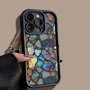 Iridescent Abalone Shell Mosaic Texture Luxury-Themed Phone Case, High Quality Protective Phone Case, Suitable for iPhone 17/16/15/14/13/12/11 Pro, Plus, Pro Max, Mini, X, XS,XSMAX, XR and Other Series, Shockproof, Lightweight, TPU Material.