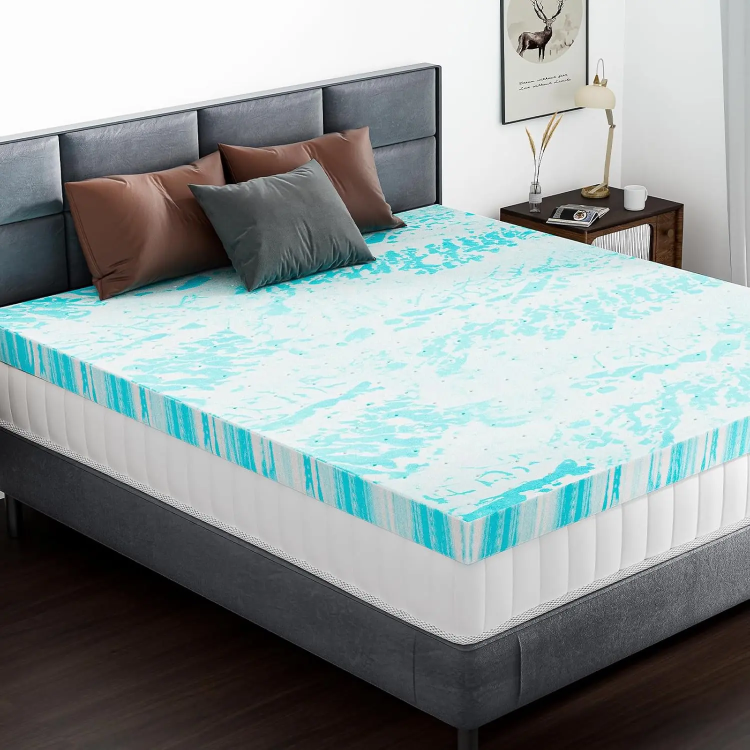 Memory Foam Mattress Topper, 2 Inch/3 Inch Thick Memory Foam Gel Infused Cooling Toppers Pad for Queen Size Bed, Sleeper Sofa, RV, Camper, Ventilated and Breathable