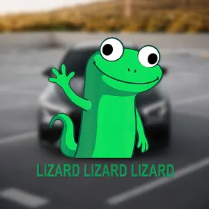 1PC  Lizard Lizard Text Combo Pattern Car Sticker Waterproof Sunscreen Durable Green Frog Design Car Truck Notebook Computer Water Bottle Etc  Vinyl Sticker Interesting Car Parts Car Decorative Sticker