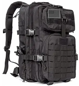 Military Tactical Backpack - Large Army 3 Day Assault Pack Molle Bag Rucksack for Outdoor Hiking and Camping,40L,With USA Flag Patch Military Tactical Gear