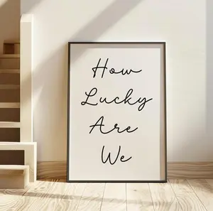 How Lucky Are We Printable Wall Art | Trendy Quote Typography Print | Apartment Decor