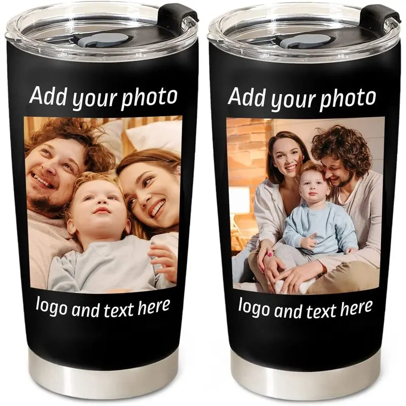 20oz Personalized Insulated Coffee Tumbler Bulk, Custom Stainless Steel Travel Mug with Picture, Text, Name or Logo, Customized Gift Tumbler
