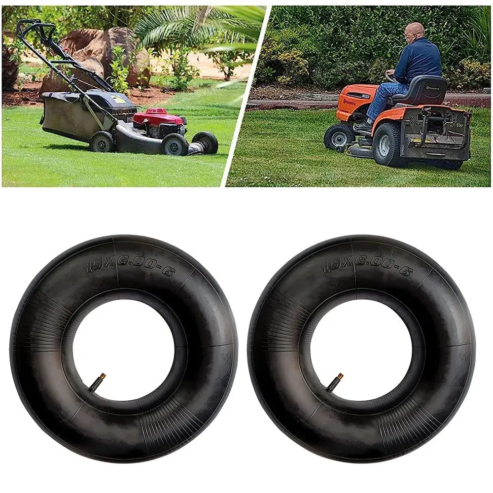 Set of 2 Durable Rubber Inner Tubes, Suitable for Sizes 15X6.00-6, 15X6-6, 15X6X6, And 15/6X6 with TR13 Valve, Ideal for Lawn Mowers, Yard Tractors, Wheelbarrows, Snow Blowers, And Garden Carts.