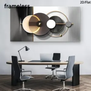 1 modern abstract geometric mural - black, white, gold circular design canvas printing, used for minimalist decoration in living rooms and bedrooms 2D flat printing frameless painting